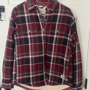 The North Face Burgundy and Cream Fleece Shirt women’s size medium